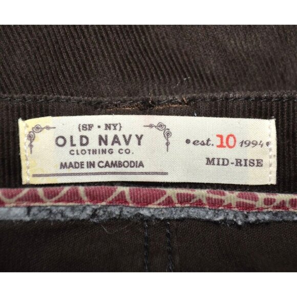 Old Navy Ladies Brown Mid-Rise Corduroy Wide Leg Pants Size 10 Stretch Casual - Picture 7 of 9